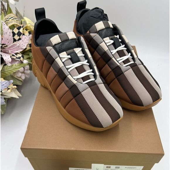 Men’s Burberry check quilted trainer sneakers size 42 made in Italy - Picture 1 of 10